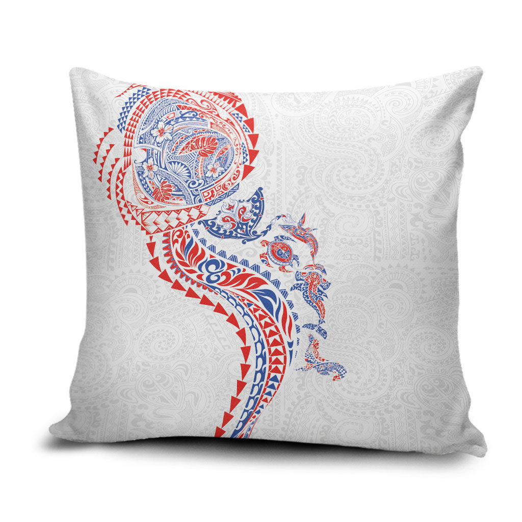 Hawaiian Kakau Tribal Sea Animals Tattoos Pillow Cover Hawaii Flag Color Inspired