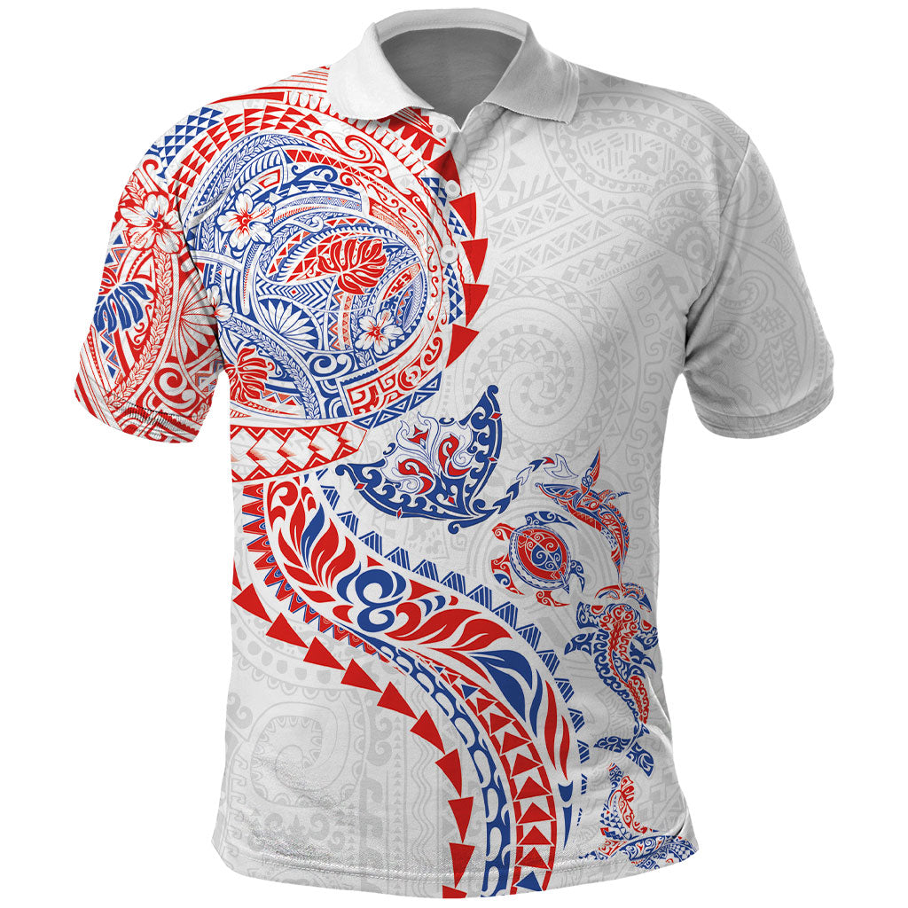 Hawaiian Kakau Tribal Sea Animals Tattoos Polo Shirt Hawaii Flag Color Inspired