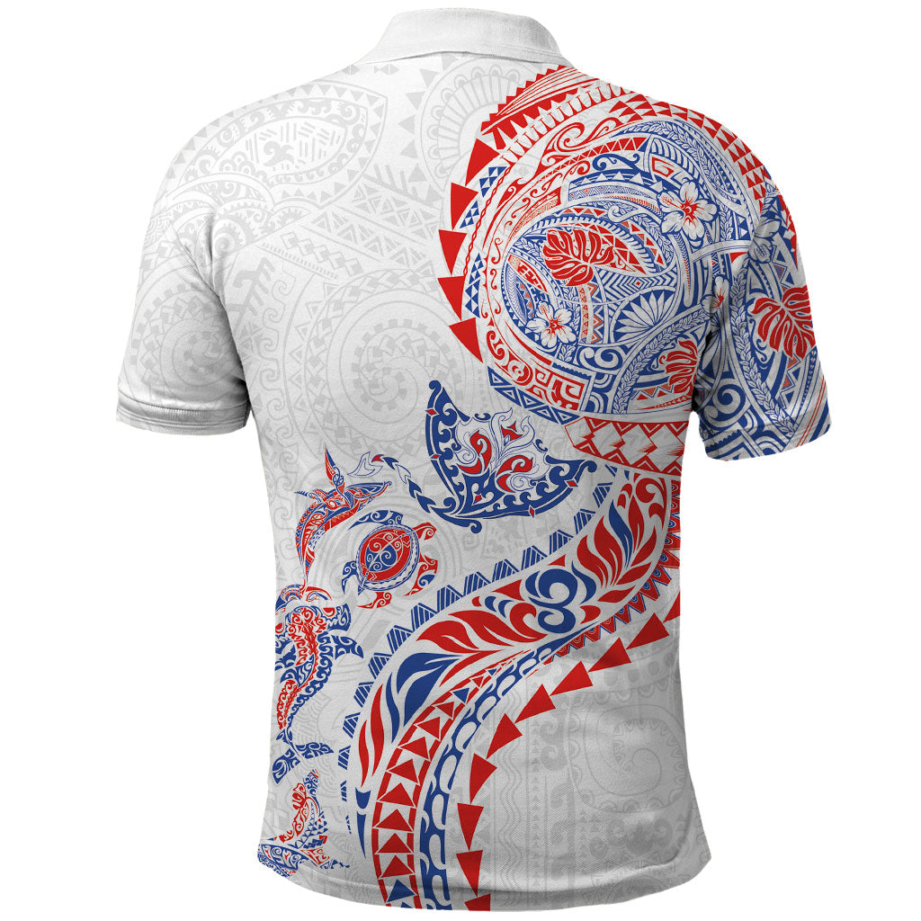 Hawaiian Kakau Tribal Sea Animals Tattoos Polo Shirt Hawaii Flag Color Inspired