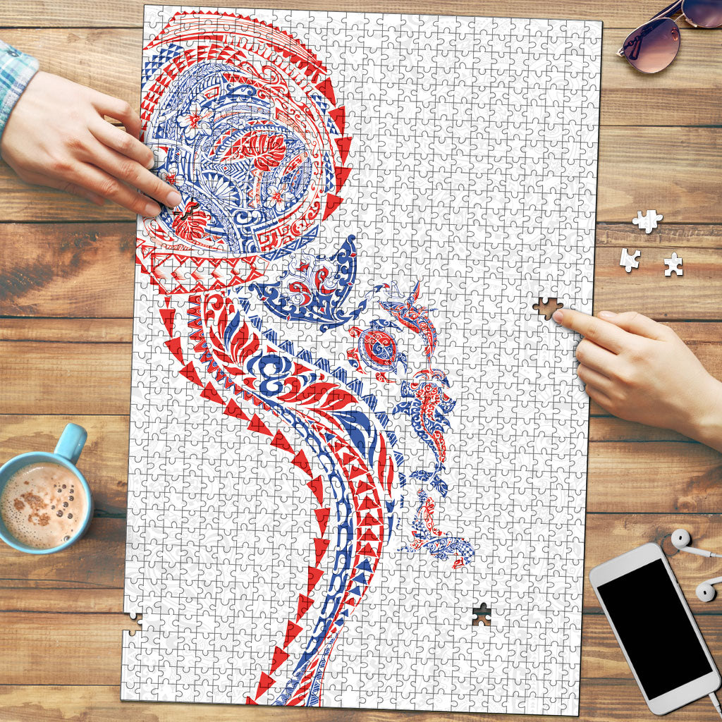 Hawaiian Kakau Tribal Sea Animals Tattoos Puzzle Hawaii Flag Color Inspired