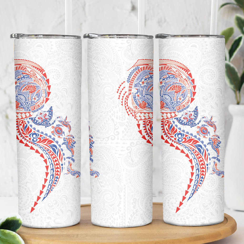 Hawaiian Kakau Tribal Sea Animals Tattoos Skinny Tumbler Hawaii Flag Color Inspired