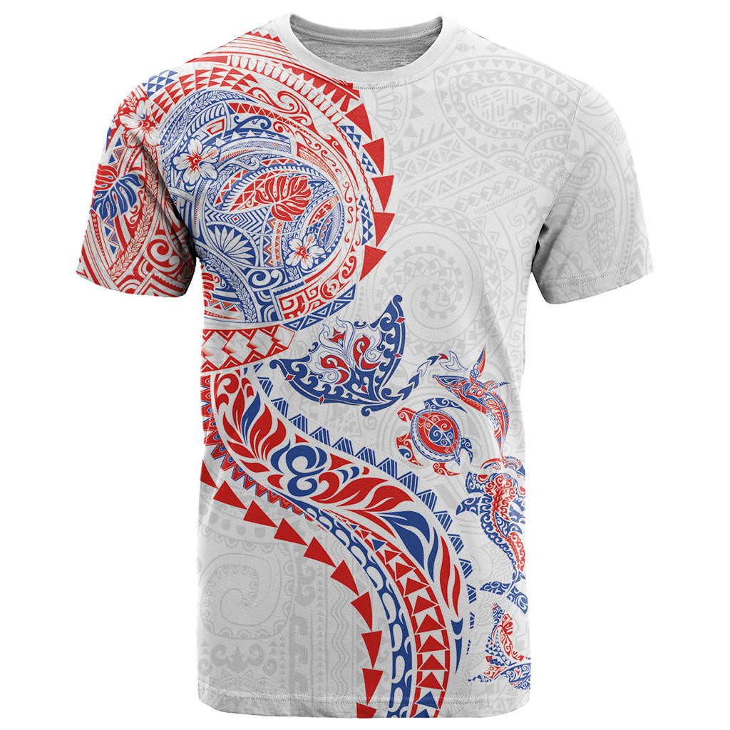 Hawaiian Kakau Tribal Sea Animals Tattoos T Shirt Hawaii Flag Color Inspired