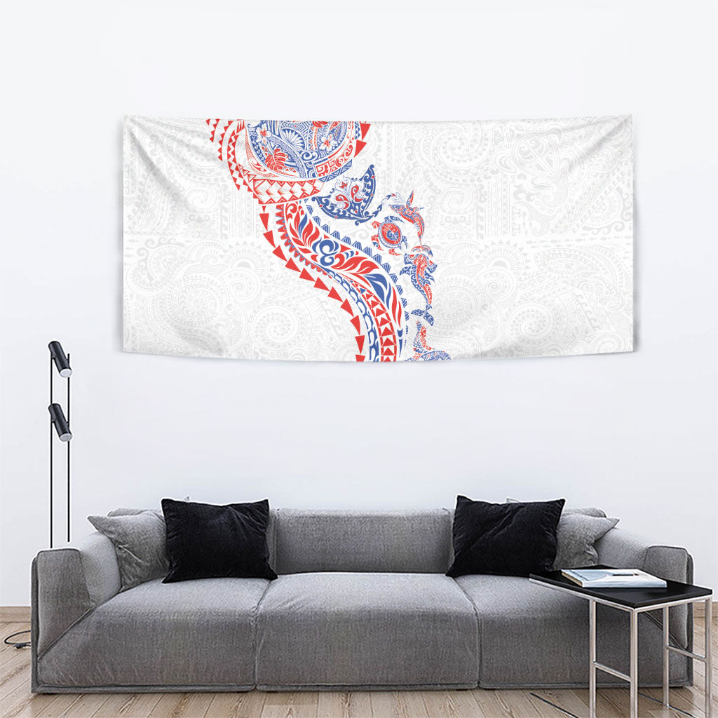 Hawaiian Kakau Tribal Sea Animals Tattoos Tapestry Hawaii Flag Color Inspired LT03 - Polynesian Pride