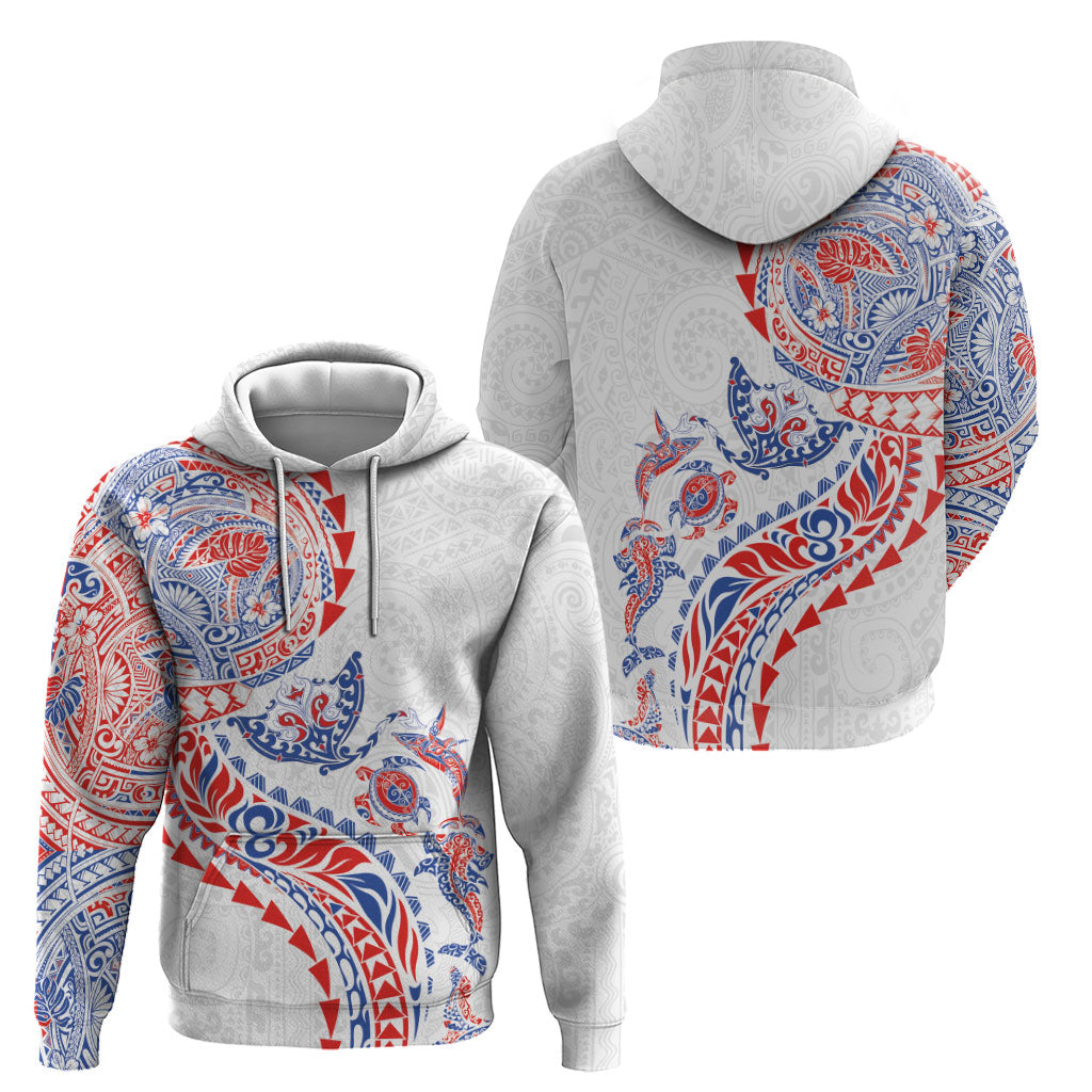 Hawaiian Kakau Tribal Sea Animals Tattoos Zip Hoodie Hawaii Flag Color Inspired