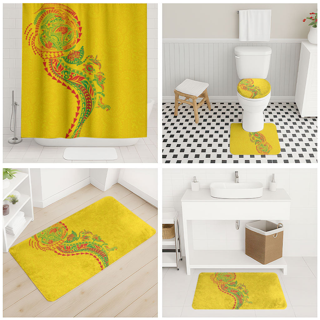 Hawaiian Kakau Tribal Sea Animals Tattoos Bathroom Set Kanaka Maoli Flag Color Inspired