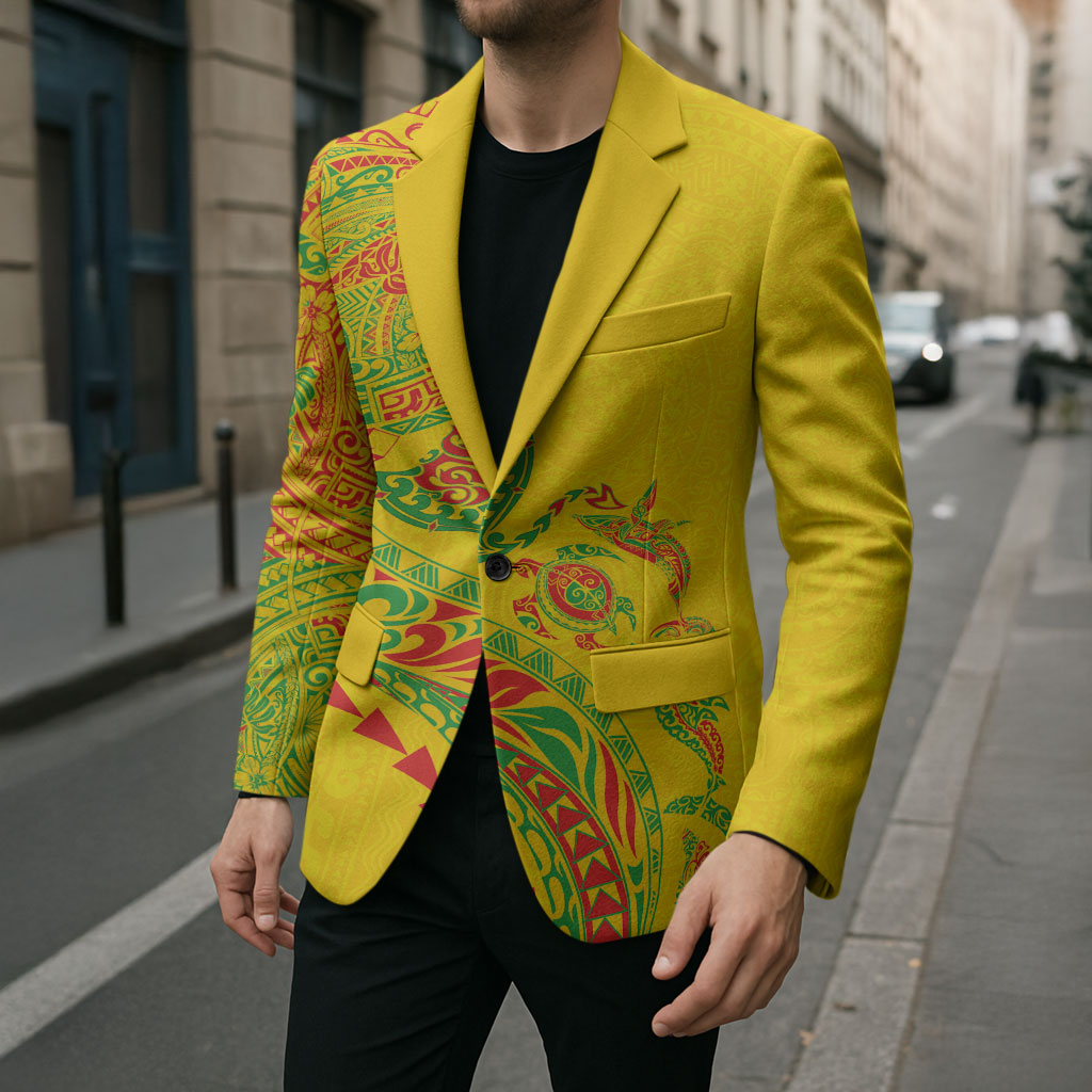 Hawaiian Kakau Tribal Sea Animals Tattoos Blazer Kanaka Maoli Flag Color Inspired