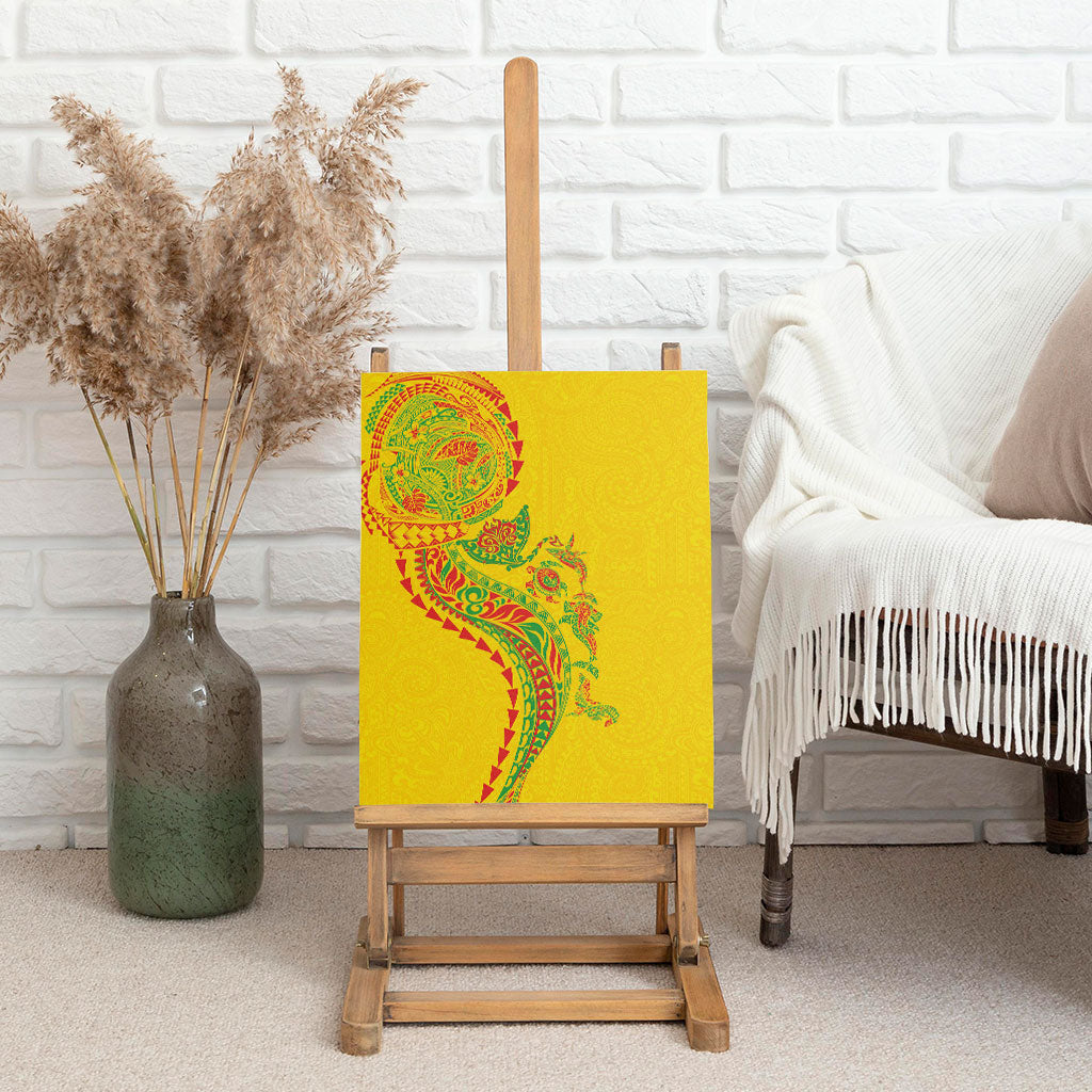 Hawaiian Kakau Tribal Sea Animals Tattoos Canvas Wall Art Kanaka Maoli Flag Color Inspired