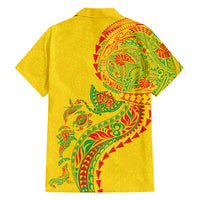 Hawaiian Kakau Tribal Sea Animals Tattoos Family Matching Off Shoulder Maxi Dress and Hawaiian Shirt Kanaka Maoli Flag Color Inspired