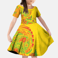 Hawaiian Kakau Tribal Sea Animals Tattoos Family Matching Short Sleeve Bodycon Dress and Hawaiian Shirt Kanaka Maoli Flag Color Inspired