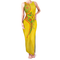 Hawaiian Kakau Tribal Sea Animals Tattoos Family Matching Tank Maxi Dress and Hawaiian Shirt Kanaka Maoli Flag Color Inspired