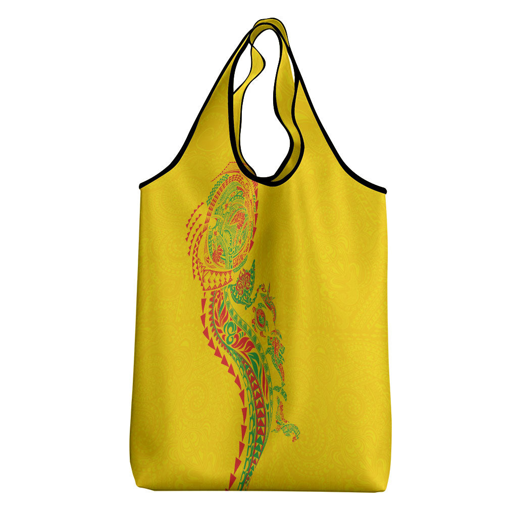 Hawaiian Kakau Tribal Sea Animals Tattoos Grocery Bag Kanaka Maoli Flag Color Inspired