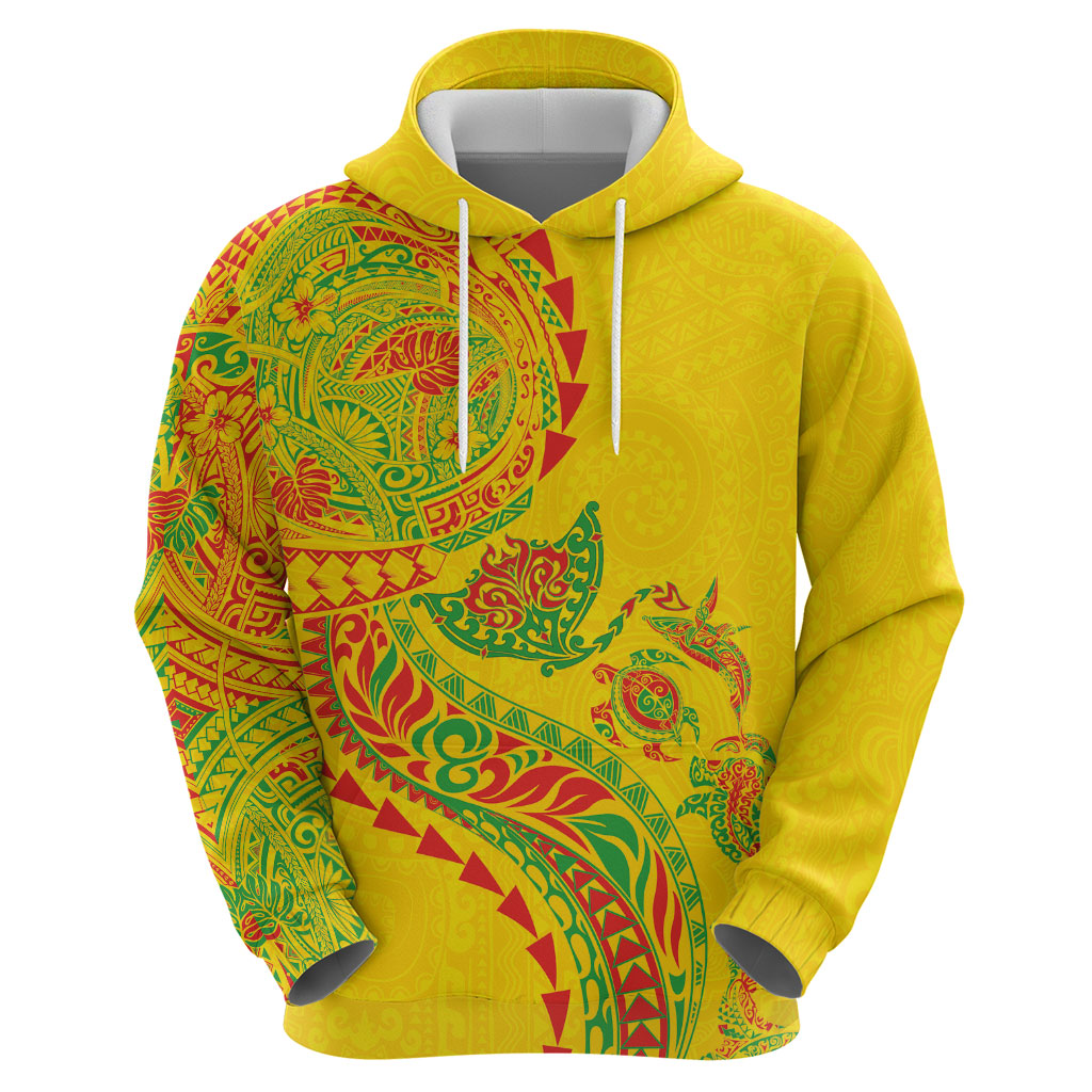 Hawaiian Kakau Tribal Sea Animals Tattoos Hoodie Kanaka Maoli Flag Color Inspired