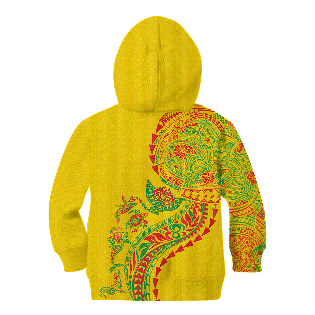 Hawaiian Kakau Tribal Sea Animals Tattoos Kid Hoodie Kanaka Maoli Flag Color Inspired