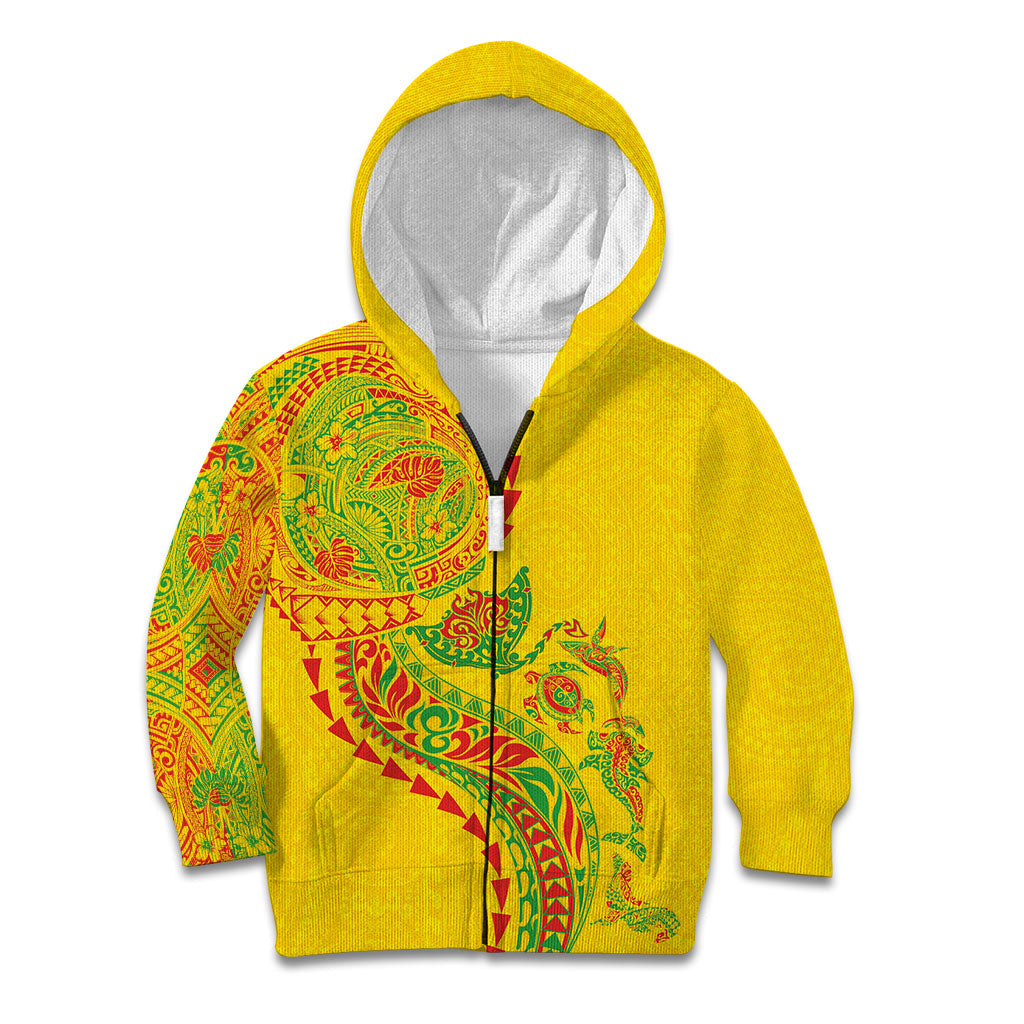 Hawaiian Kakau Tribal Sea Animals Tattoos Kid Hoodie Kanaka Maoli Flag Color Inspired