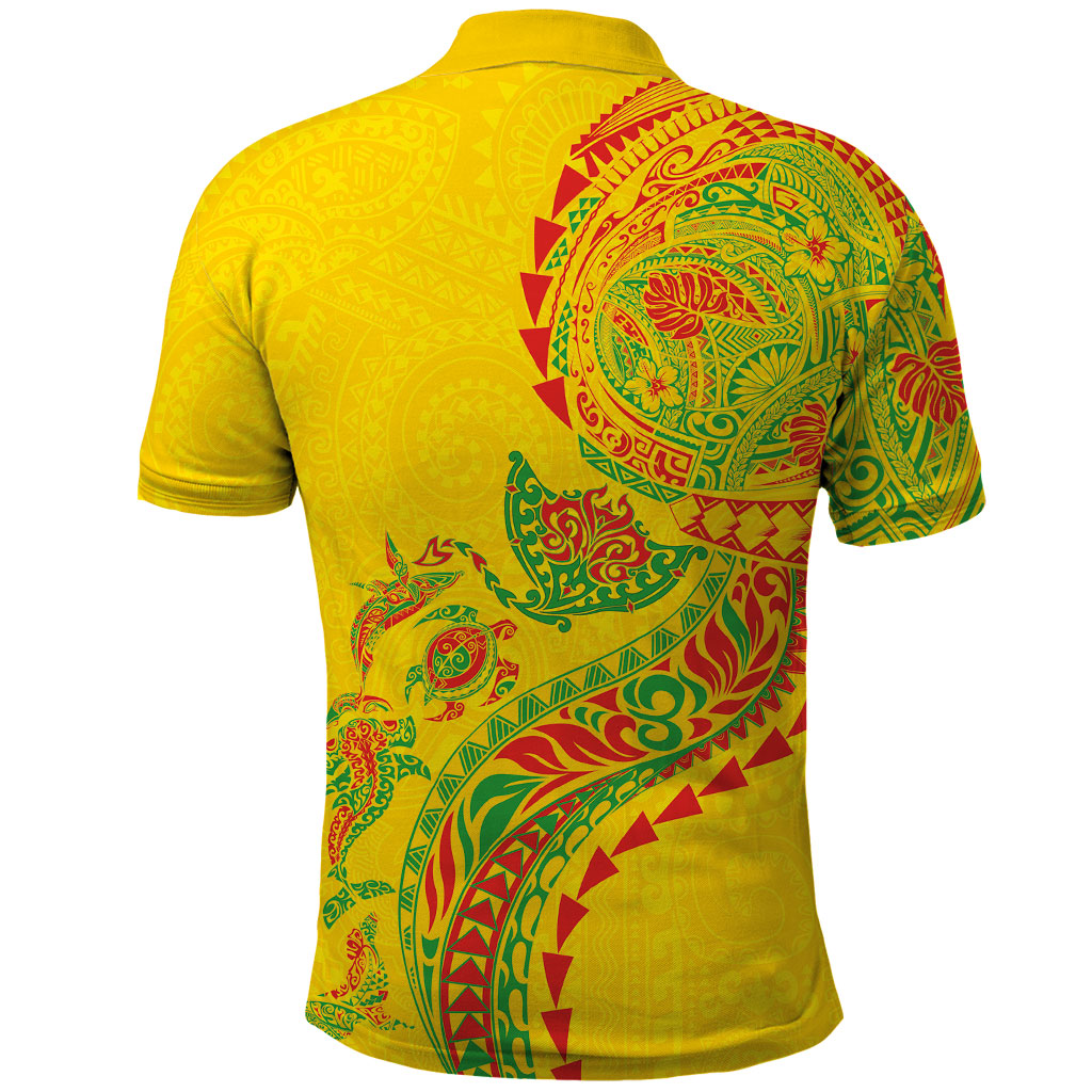 Hawaiian Kakau Tribal Sea Animals Tattoos Polo Shirt Kanaka Maoli Flag Color Inspired