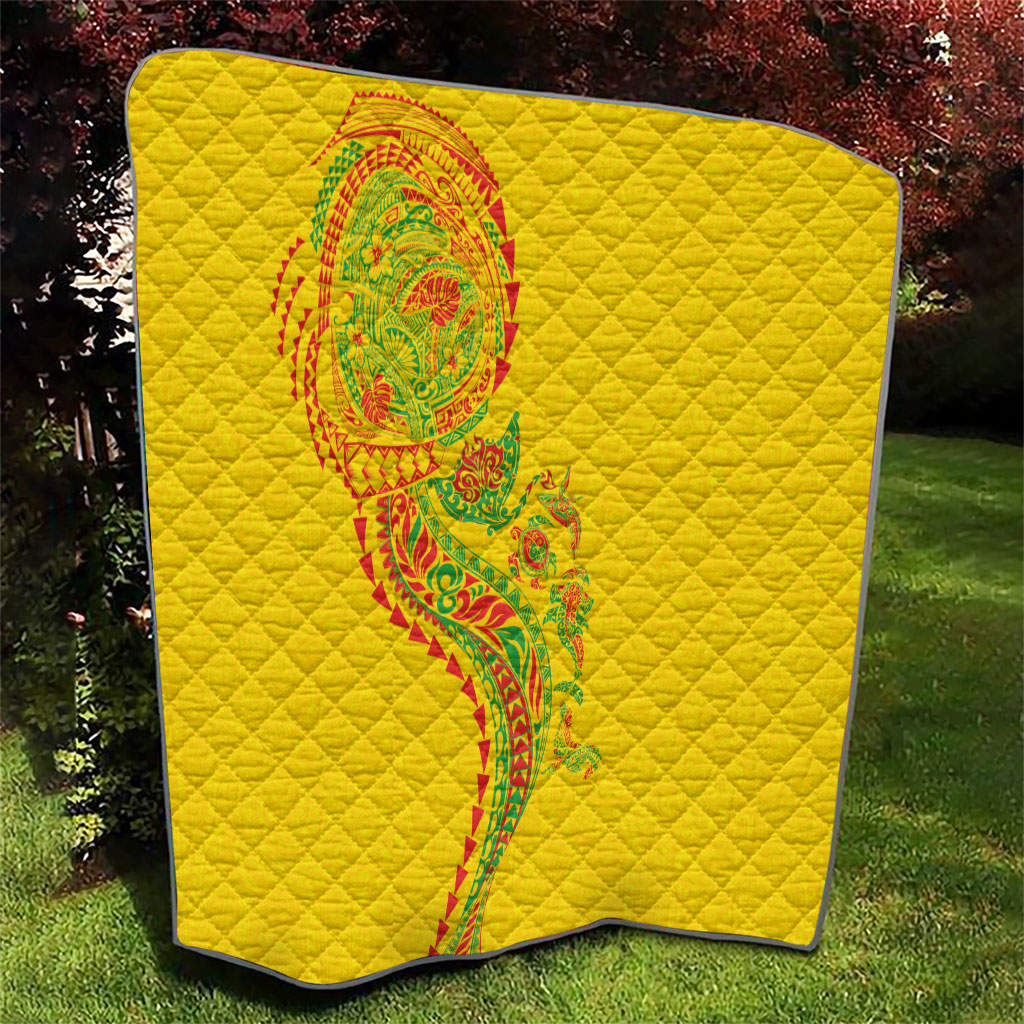 Hawaiian Kakau Tribal Sea Animals Tattoos Quilt Kanaka Maoli Flag Color Inspired