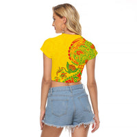 Hawaiian Kakau Tribal Sea Animals Tattoos Raglan Cropped T Shirt Kanaka Maoli Flag Color Inspired