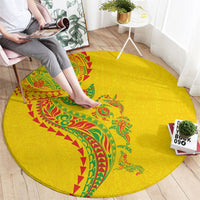 Hawaiian Kakau Tribal Sea Animals Tattoos Round Carpet Kanaka Maoli Flag Color Inspired