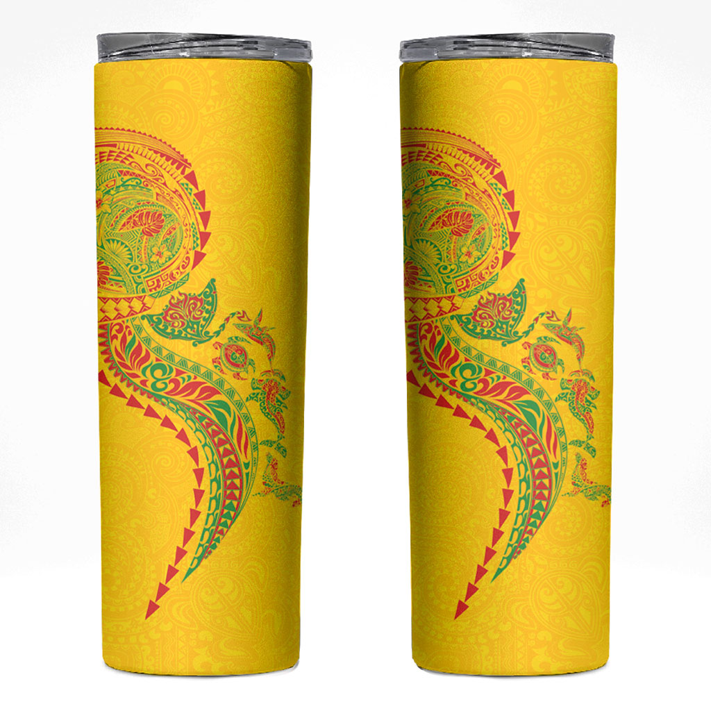 Hawaiian Kakau Tribal Sea Animals Tattoos Skinny Tumbler Kanaka Maoli Flag Color Inspired