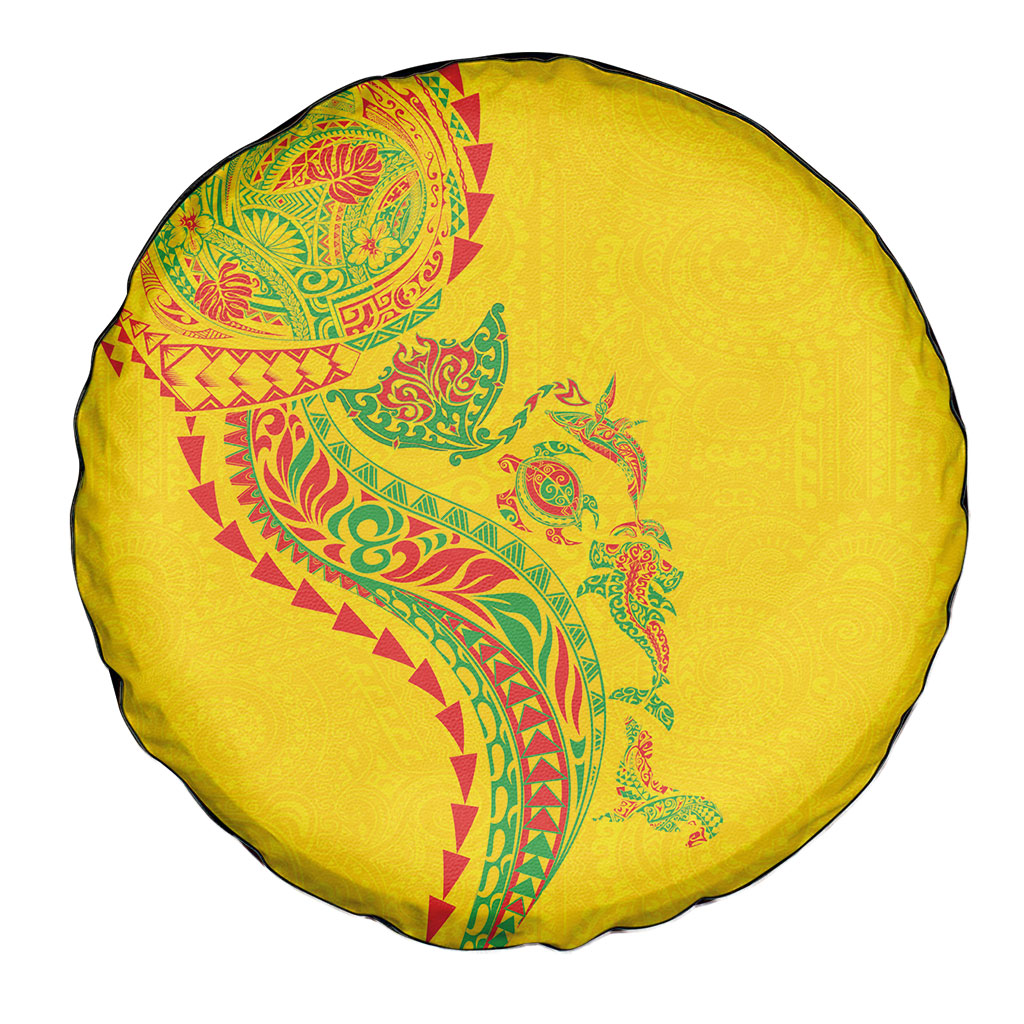 Hawaiian Kakau Tribal Sea Animals Tattoos Spare Tire Cover Kanaka Maoli Flag Color Inspired