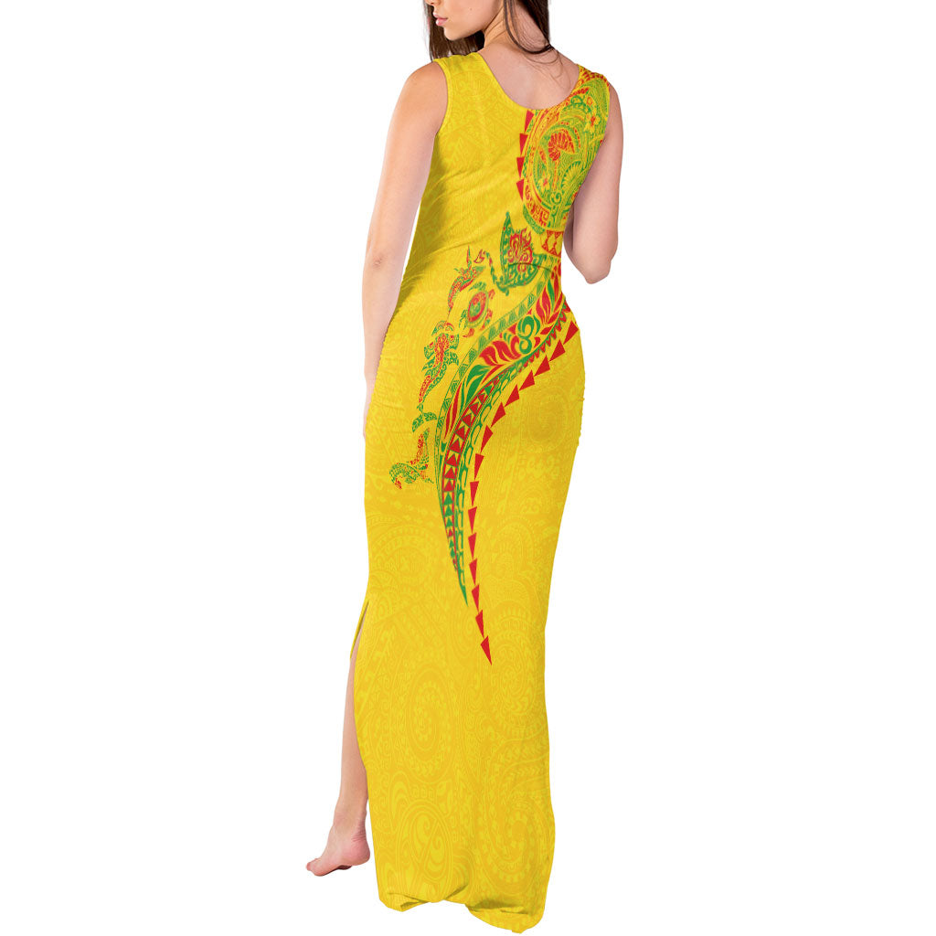 Hawaiian Kakau Tribal Sea Animals Tattoos Tank Maxi Dress Kanaka Maoli Flag Color Inspired