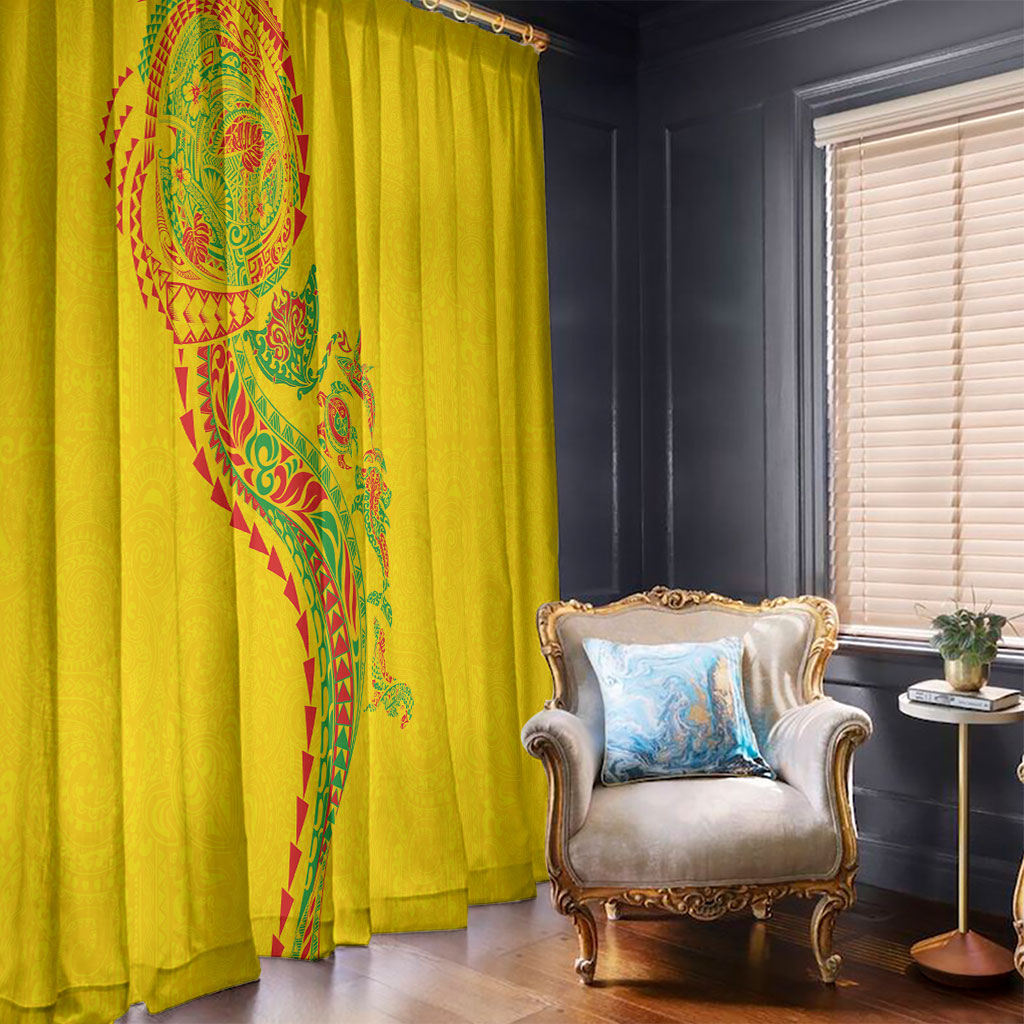 Hawaiian Kakau Tribal Sea Animals Tattoos Window Curtain Kanaka Maoli Flag Color Inspired