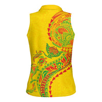 Hawaiian Kakau Tribal Sea Animals Tattoos Women Sleeveless Polo Shirt Kanaka Maoli Flag Color Inspired
