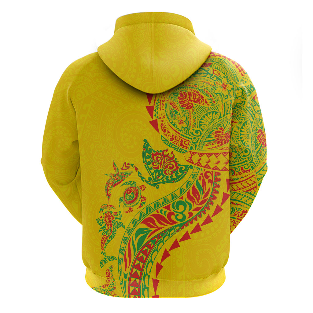 Hawaiian Kakau Tribal Sea Animals Tattoos Zip Hoodie Kanaka Maoli Flag Color Inspired
