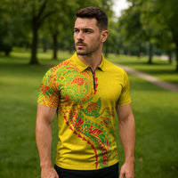 Hawaiian Kakau Tribal Sea Animals Tattoos Zipper Polo Shirt Kanaka Maoli Flag Color Inspired