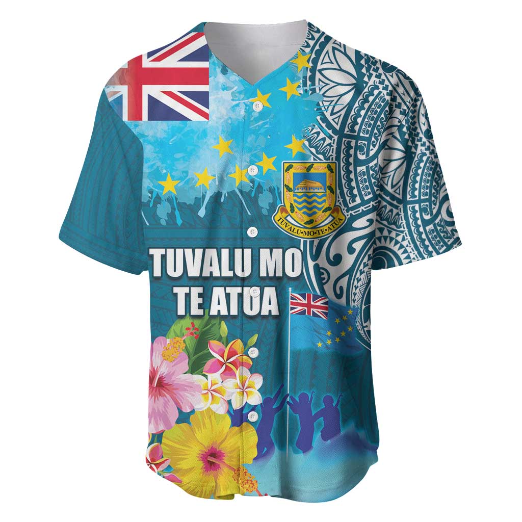 Personalised Tuvalu Independence Day Baseball Jersey Tuvaluan Tribal Flag Style