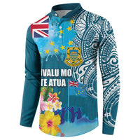 Personalised Tuvalu Independence Day Button Sweatshirt Tuvaluan Tribal Flag Style LT03 - Polynesian Pride
