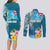 Personalised Tuvalu Independence Day Couples Matching Long Sleeve Bodycon Dress and Long Sleeve Button Shirt Tuvaluan Tribal Flag Style