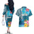 Personalised Tuvalu Independence Day Couples Matching Off The Shoulder Long Sleeve Dress and Hawaiian Shirt Tuvaluan Tribal Flag Style