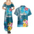 Personalised Tuvalu Independence Day Couples Matching Summer Maxi Dress and Hawaiian Shirt Tuvaluan Tribal Flag Style