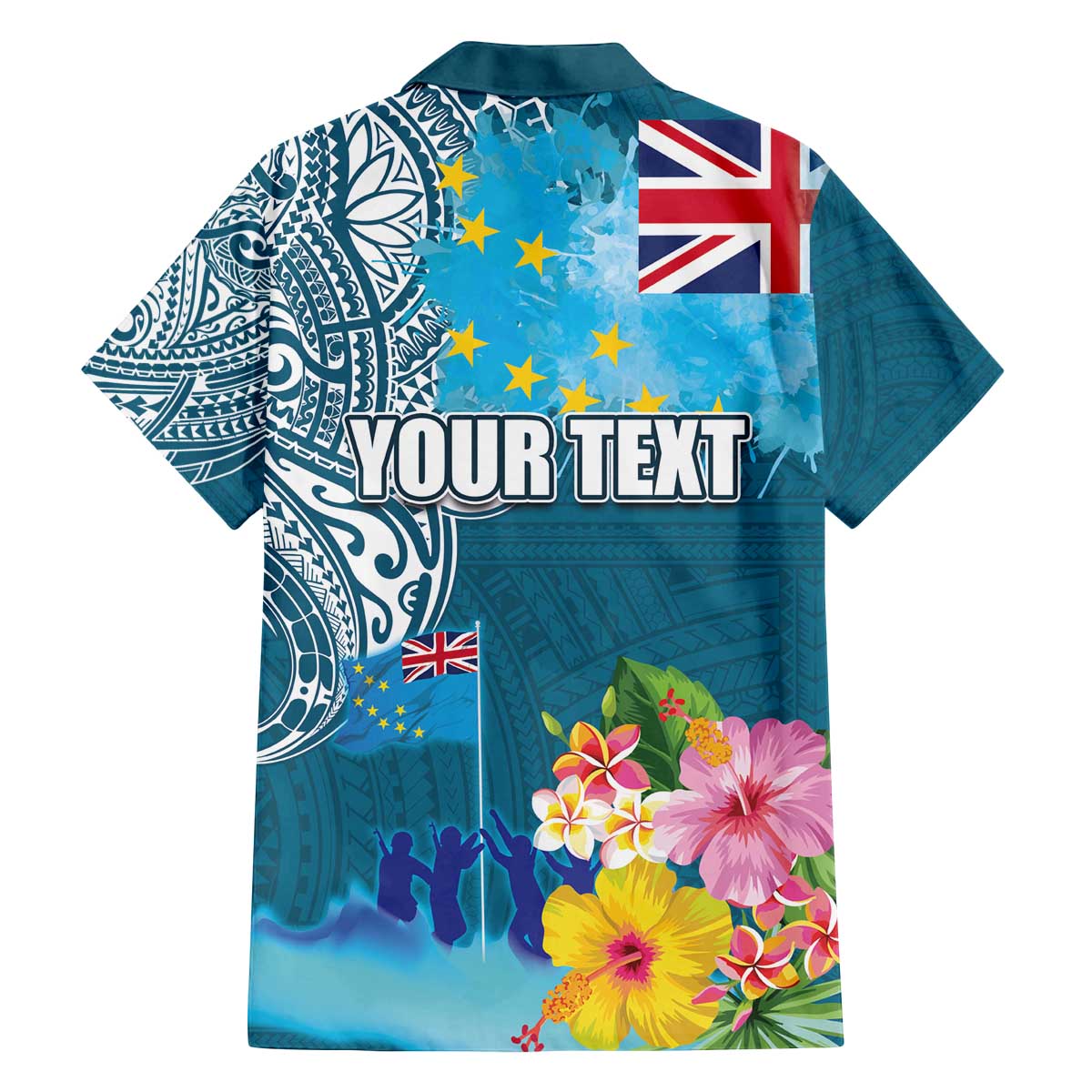 Personalised Tuvalu Independence Day Family Matching Puletasi and Hawaiian Shirt Tuvaluan Tribal Flag Style LT03 - Polynesian Pride