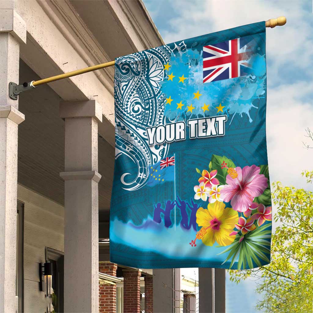 Personalised Tuvalu Independence Day Garden Flag Tuvaluan Tribal Flag Style LT03 House Flag Turquoise - Polynesian Pride