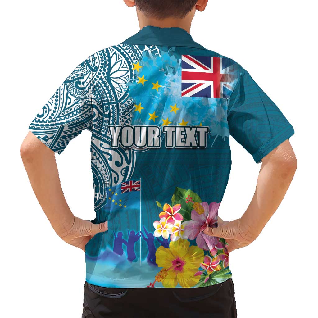 Personalised Tuvalu Independence Day Hawaiian Shirt Tuvaluan Tribal Flag Style LT03 - Polynesian Pride