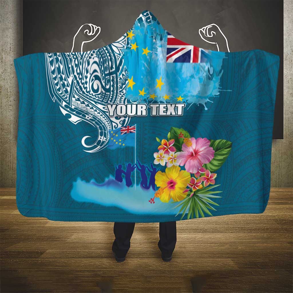 Personalised Tuvalu Independence Day Hooded Blanket Tuvaluan Tribal Flag Style LT03 - Polynesian Pride