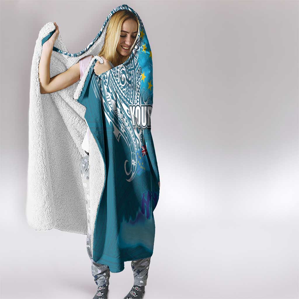 Personalised Tuvalu Independence Day Hooded Blanket Tuvaluan Tribal Flag Style LT03 - Polynesian Pride