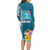 Personalised Tuvalu Independence Day Long Sleeve Bodycon Dress Tuvaluan Tribal Flag Style