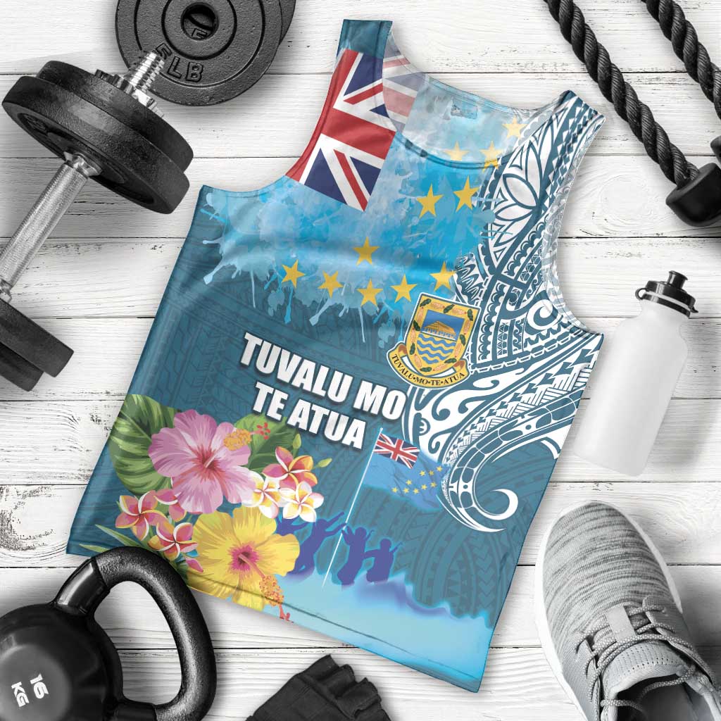 Personalised Tuvalu Independence Day Men Tank Top Tuvaluan Tribal Flag Style LT03 - Polynesian Pride
