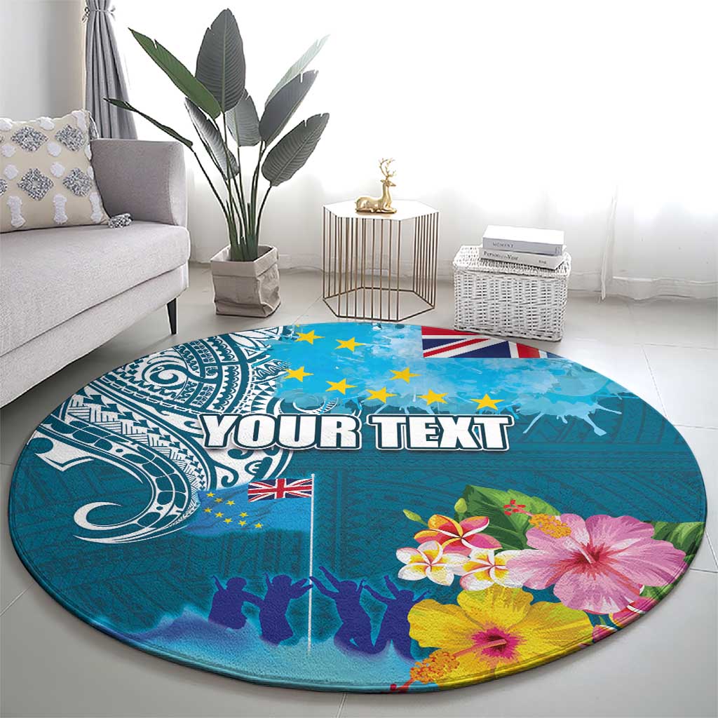 Personalised Tuvalu Independence Day Round Carpet Tuvaluan Tribal Flag Style