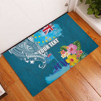 Personalised Tuvalu Independence Day Rubber Doormat Tuvaluan Tribal Flag Style LT03 - Polynesian Pride