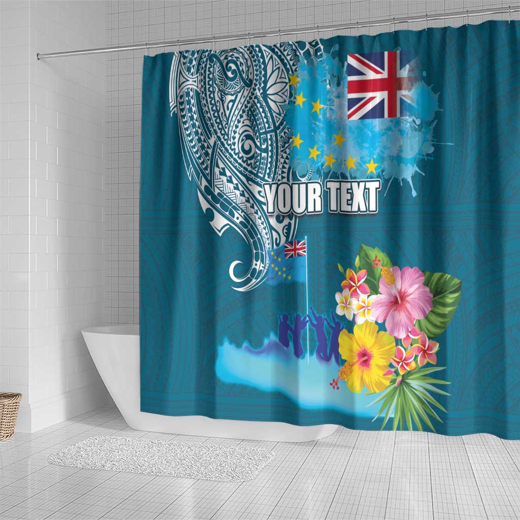 Personalised Tuvalu Independence Day Shower Curtain Tuvaluan Tribal Flag Style