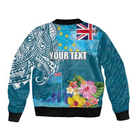 Personalised Tuvalu Independence Day Sleeve Zip Bomber Jacket Tuvaluan Tribal Flag Style LT03 - Polynesian Pride