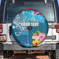 Personalised Tuvalu Independence Day Spare Tire Cover Tuvaluan Tribal Flag Style LT03 Turquoise - Polynesian Pride