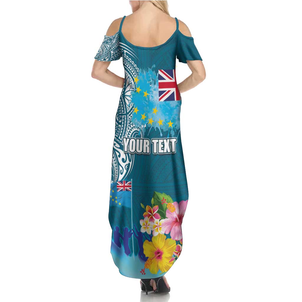 Personalised Tuvalu Independence Day Summer Maxi Dress Tuvaluan Tribal Flag Style LT03 - Polynesian Pride
