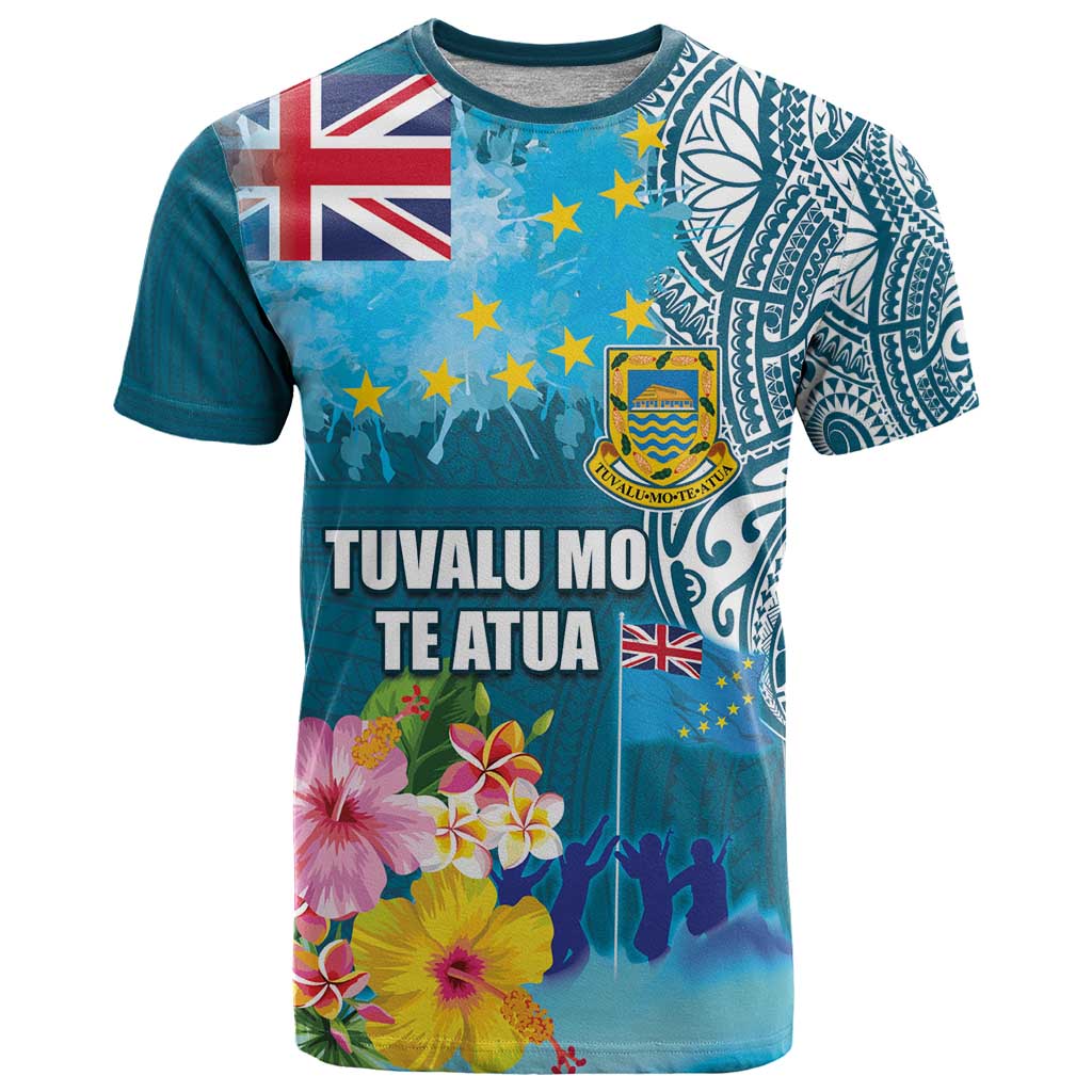 Personalised Tuvalu Independence Day T Shirt Tuvaluan Tribal Flag Style