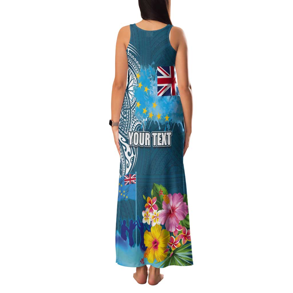 Personalised Tuvalu Independence Day Tank Maxi Dress Tuvaluan Tribal Flag Style LT03 - Polynesian Pride