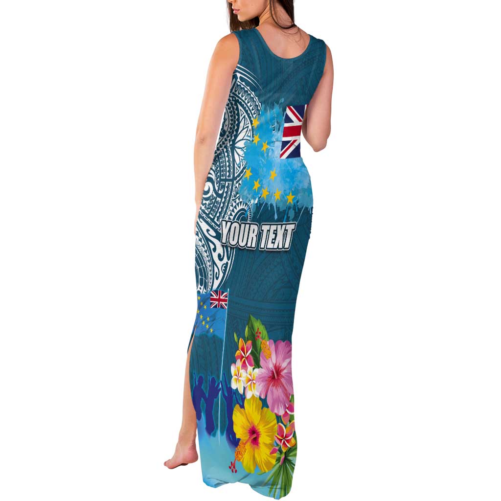 Personalised Tuvalu Independence Day Tank Maxi Dress Tuvaluan Tribal Flag Style LT03 - Polynesian Pride